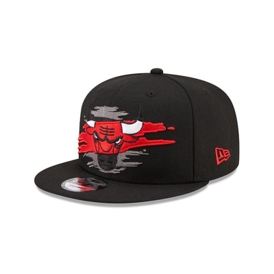 Black Chicago Bulls Hat - New Era NBA Logo Tear 9FIFTY Snapback Caps USA9640352